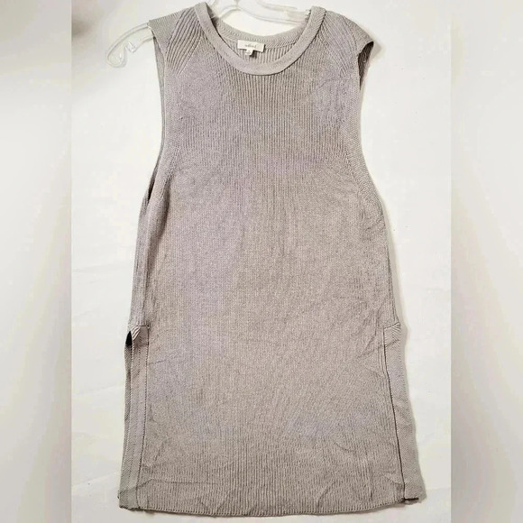 Wilfred Aritzia  Palmier Grained Beige Tunic Sleeveless Side Slit Sweater… - Picture 5 of 8